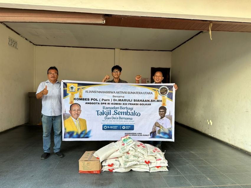 Anggota DPR RI Maruli Siahaan Baksos Ramadhan Bersama Aliansi Mahasiswa Aktivis Sumatera Utara