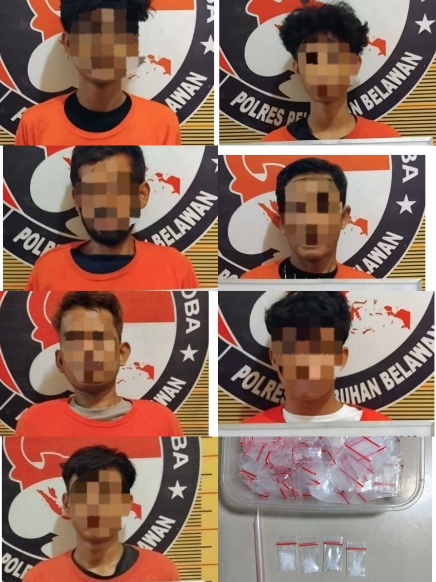 Hasil Pengembangan, Sat Narkoba Polres Pelabuhan Belawan Tangkap 2 Pengedar dan 5 Pengguna Shabu