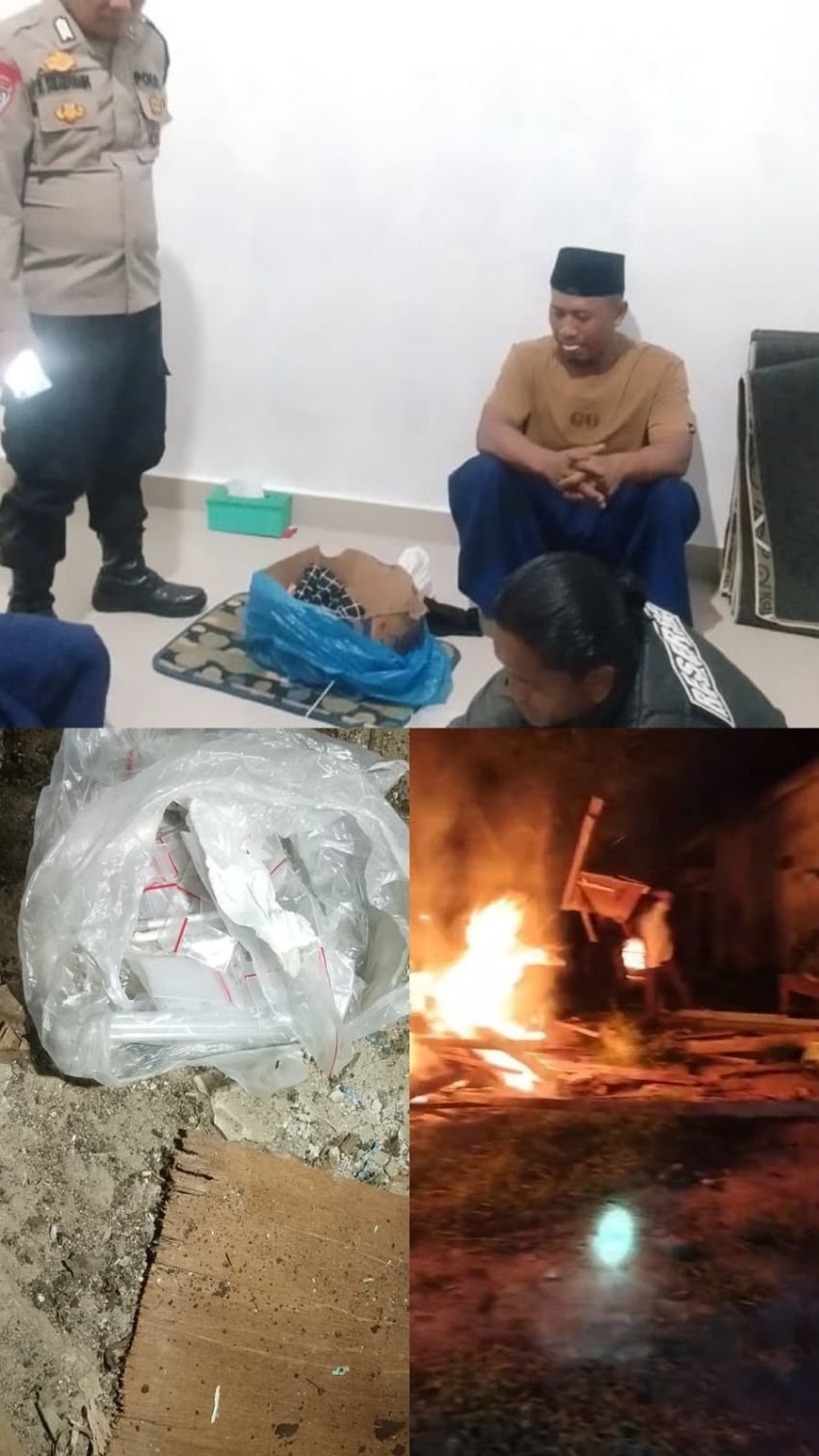 Polsek Air Putih Cek Lokasi Gubuk Diduga Tempat Penyalahgunaan Narkoba yang Dibakar Warga