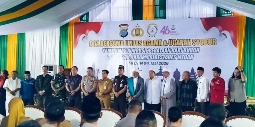 Polrestabes Medan Doa Bersama dan Syukuran Lintas Agama : Apresiasi May Day 2026 Damai, Aman dan Kondusif