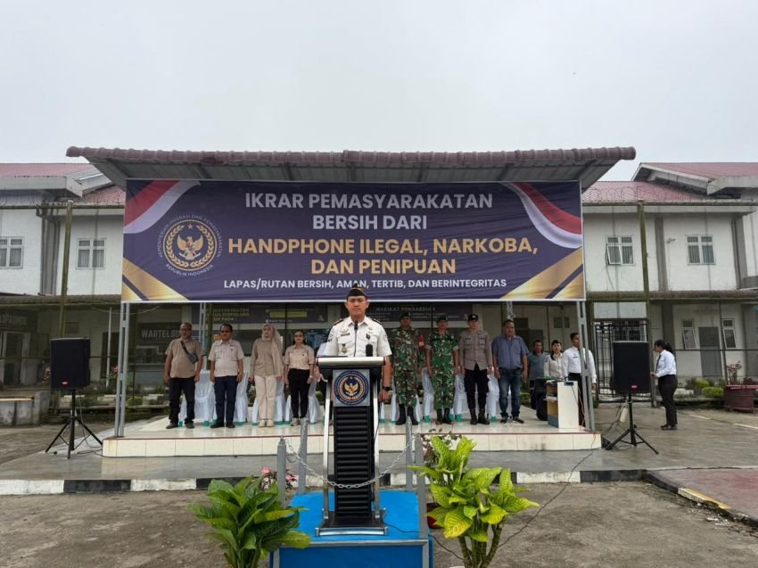 Rutan Kelas IIB Humbahas Gelar Apel Ikrar Pemasyarakatan Bersih dari Handphone Ilegal, Narkoba dan Penipuan