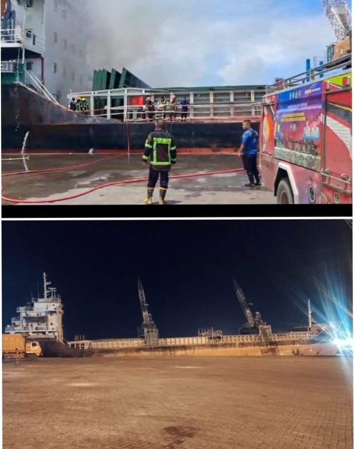 Pasca Terbakar Kapal KM Bintang Mas HSB 7 Masih Bersandar di Dermaga Kade Citra Belawan