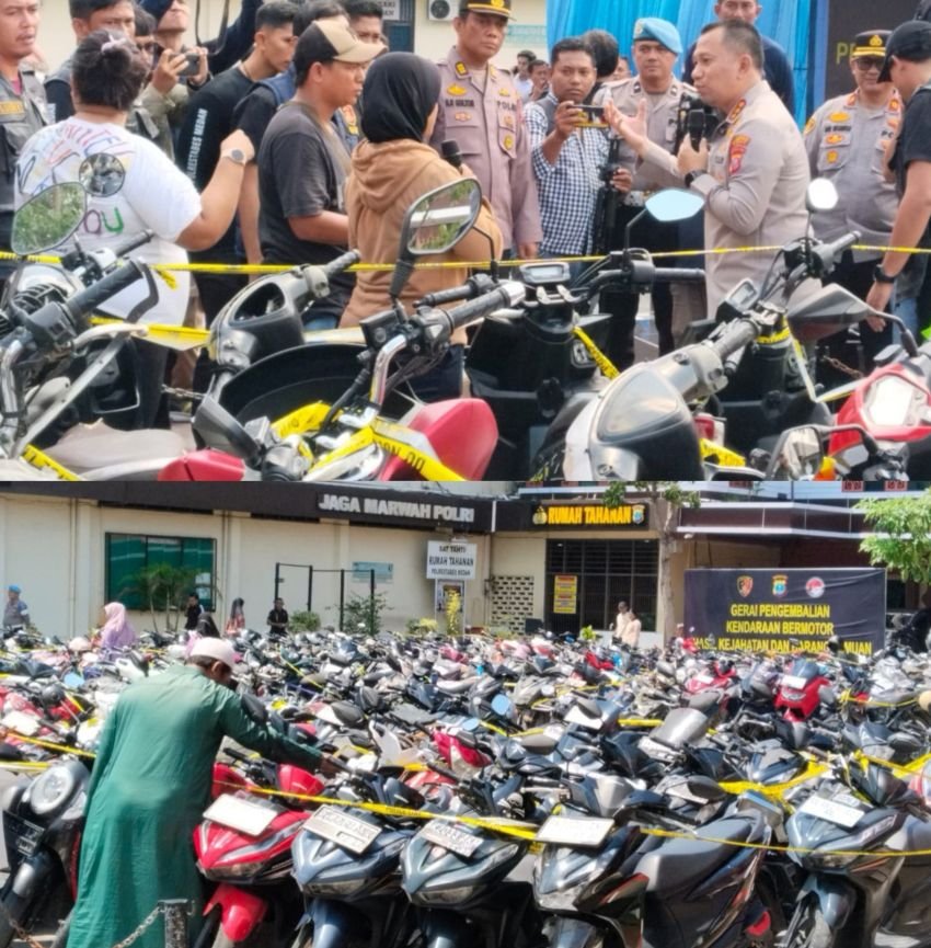 Polrestabes Medan Gerebek 8 Gudang Penampungan Motor Curian, 136 Unit Diangkut