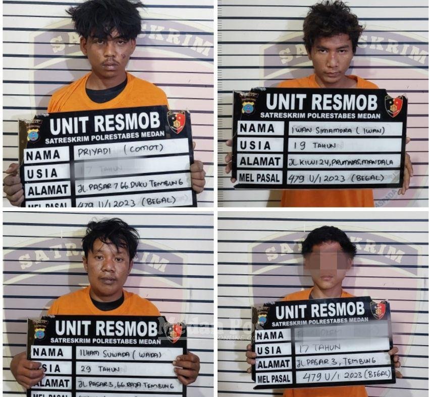 Akhirnya, Comot Cs Komplotan Begal Bersajam di Terowongan Bawah Rel Tembung Ditangkap