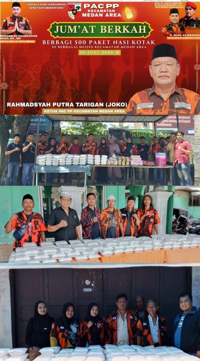 PAC Pemuda Pancasila Medan Area, Gelar Jumat Berkah, Bagikan 500 Paket di Tiga Kelurahan&nbsp;