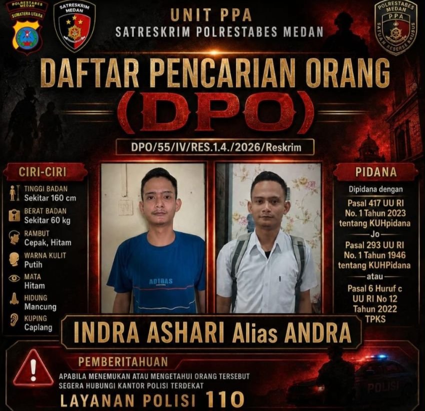 Polrestabes Medan Terbitkan DPO Indra Ashari : Pelaku Dugaan Kekerasan Seksua