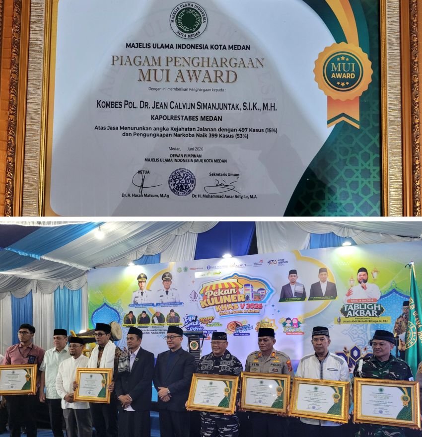 Kapolrestabes Medan Terima MUI Award : Tekan Kejahatan Jalanan & Pengungkapan Kasus Narkoba Meningkat