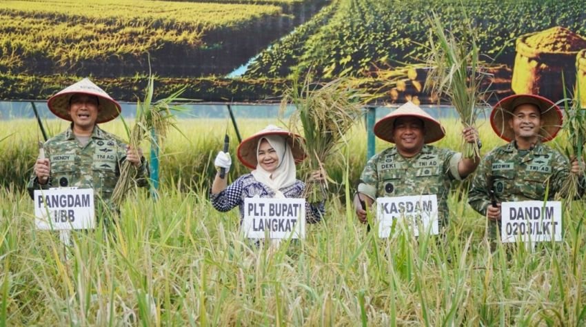 Plt. Bupati Tiorita Dampingi Pangdam I/BB Panen Raya TNI, Perkuat Swasembada Pangan