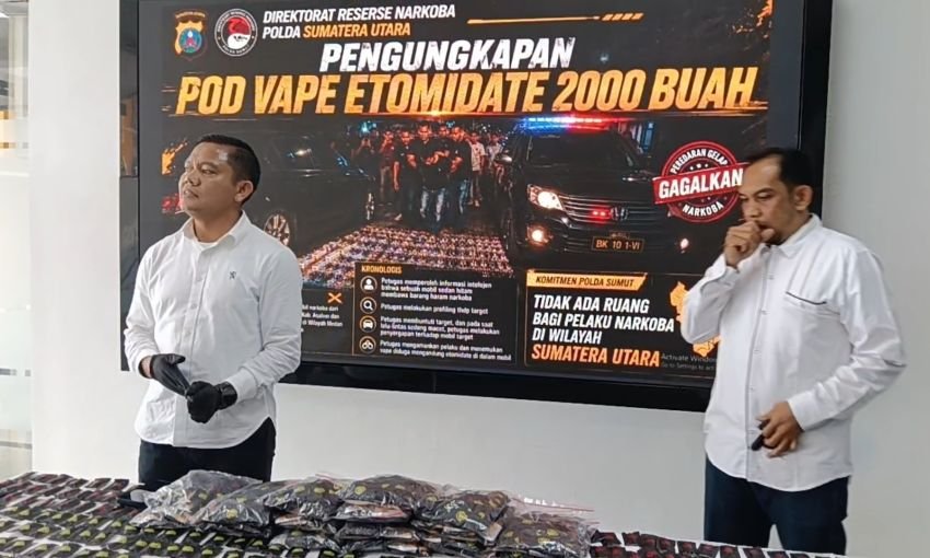 Ditres Narkoba Polda Sumut Gagalkan Peredaran 2000 Pcs Pod Getar
