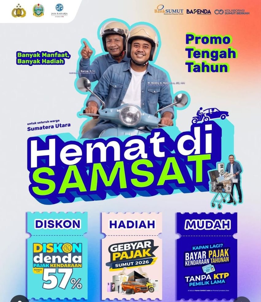 Bapenda Sumut Luncurkan Promo Tengah Tahun, Denda Pajak Kendaraan Didiskon hingga 57 Persen