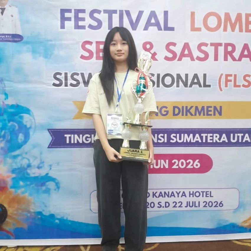 Nashya Balqish Efendy Siregar Raih Juara I Desain Poster FLS3N Sumut, Siap Wakili ke Tingkat Nasional