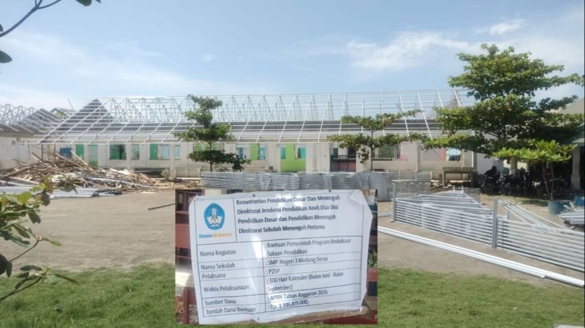 Anggaran Revitalisasi Rp1,59 Miliar Mengalir ke SMP Negeri 3 Medang Deras, Pekerjaan Mulai Berjalan