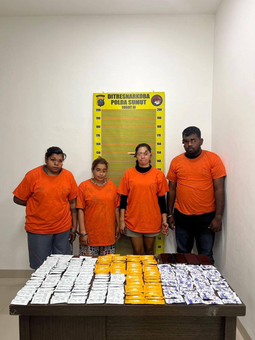 Jual 196 Sachet Pod Getar,  3 Wanita dan Satu Pria Sindikat Ditangkap Poldasu