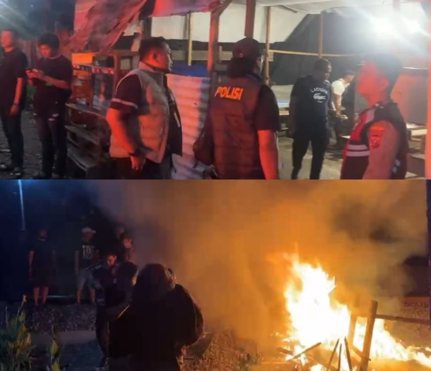 Sarang Narkoba "Serba Jadi" Yang Dipasang Barikade dan Rintangan Digerebek : 3 Orang Diamankan, Barak Dibakar, Paket Sabu, Bong dan Timbangan Disita