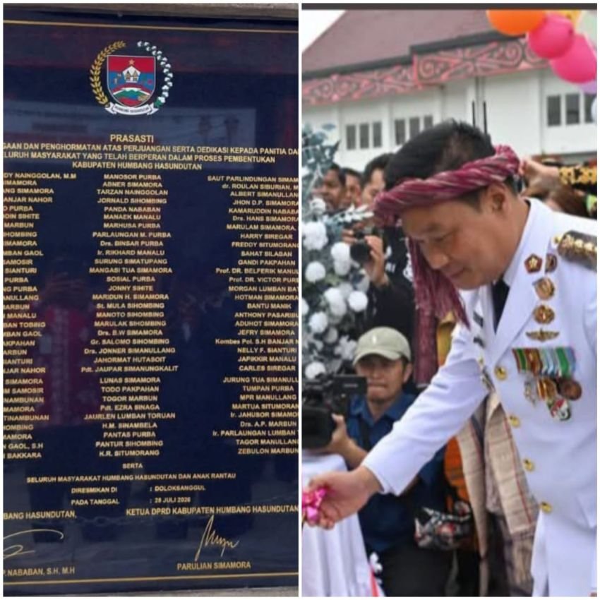 Bupati Tandatangani Prasasti, Tanda Penghormatan Bagi Pejuang Terbentuknya Kabupaten Humbahas