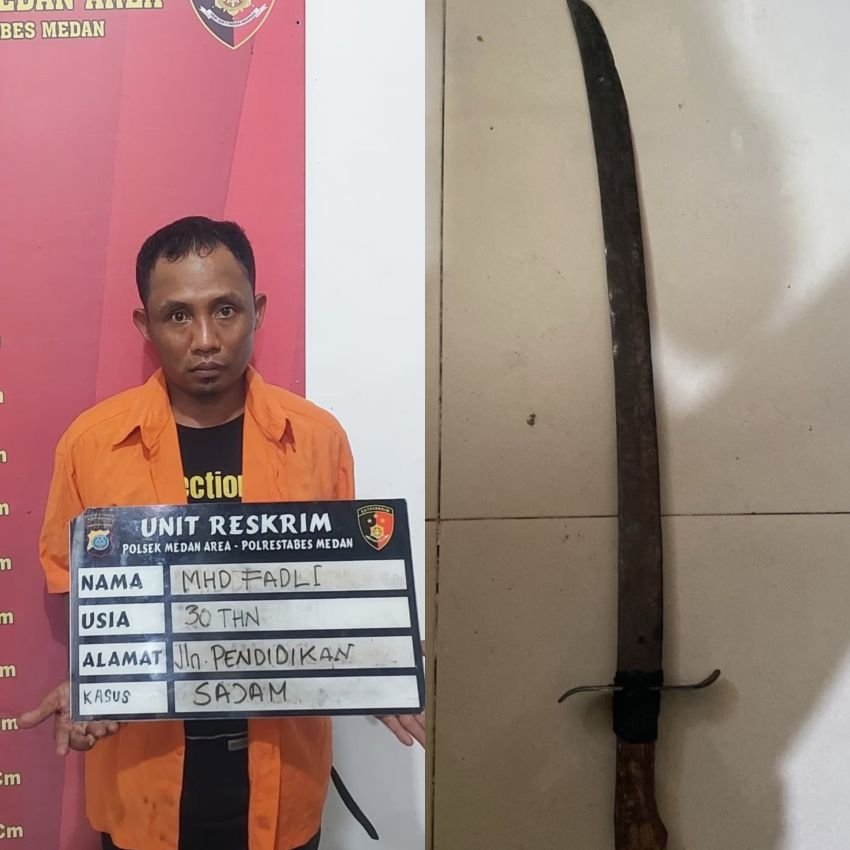 Lagi Patroli, Unit Reskrim Polsek Medan Area Tangkap Pria Bawa Samurai