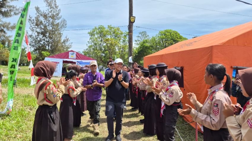 Wabup Sergai Temui Kontingen Jamda Pramuka Sumut XI di Sibolangit