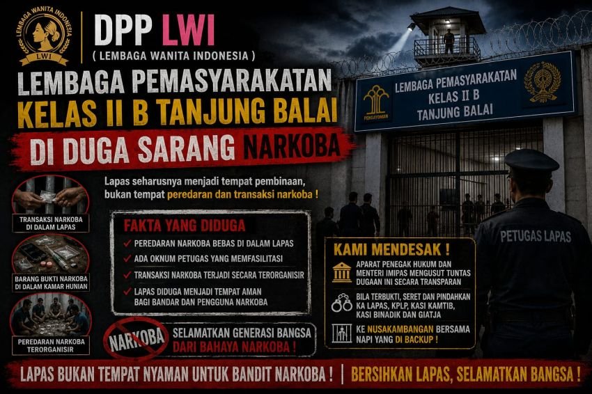 Dugaan Peredaran Narkoba di Lapas Kelas II B Tanjung Balai Kembali Mencuat, Yuna Said: Pihak Lapas Diduga Musnahkan Barang Bukti