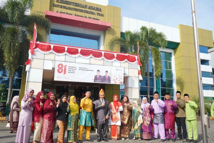 Kanwil Kemenag Sumut Gelar Upacara HUT ke-81 RI, Tegaskan Agama Jadi Sumber Kerukunan dan Kemajuan Bangsa