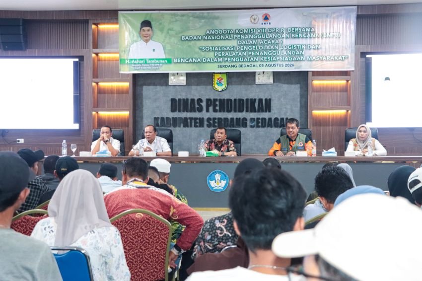 Dihadiri Anggota DPR RI H Ashari Tambunan, Pemkab Sergai Gelar Sosialisasi Perkuat Kesiapsiagaan Bencana