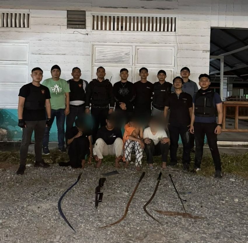 Tim LIBAS Polres Binjai Bubarkan Tawuran Geng Motor, Empat Pelaku Diamankan Beserta Barang Buktinya*