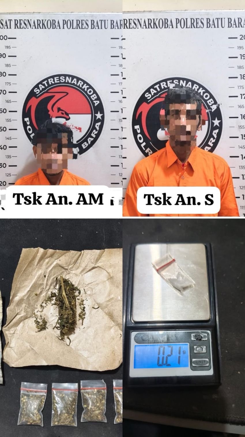 Polres Batu Bara Ungkap Dua Kasus Narkotika di Tanjung Tiram, Dua PriaTersangka Diamankan