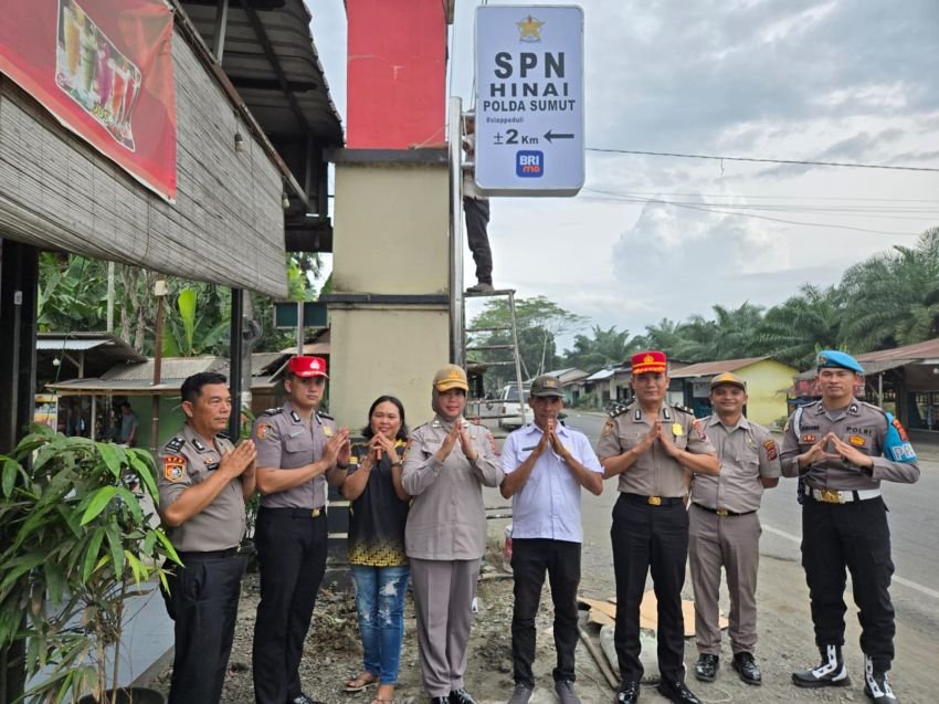 Kepala SPN Hinai Apresiasi Kepedulian BRI Stabat Pasang Pylon Penunjuk Arah SPN Polda Sumut