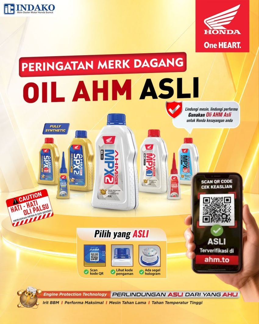 AHM Perkuat Perlindungan Merek AHM Oil, PT Indako Trading Coy Himbau Konsumen Waspada Produk Palsu