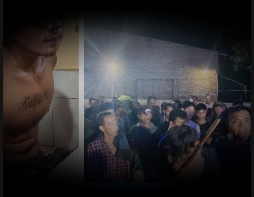 Kampung Sering Kemalingan-Warga Murka, Pengedar Sabu Berkelewang Diarak ke Kantor Polisi