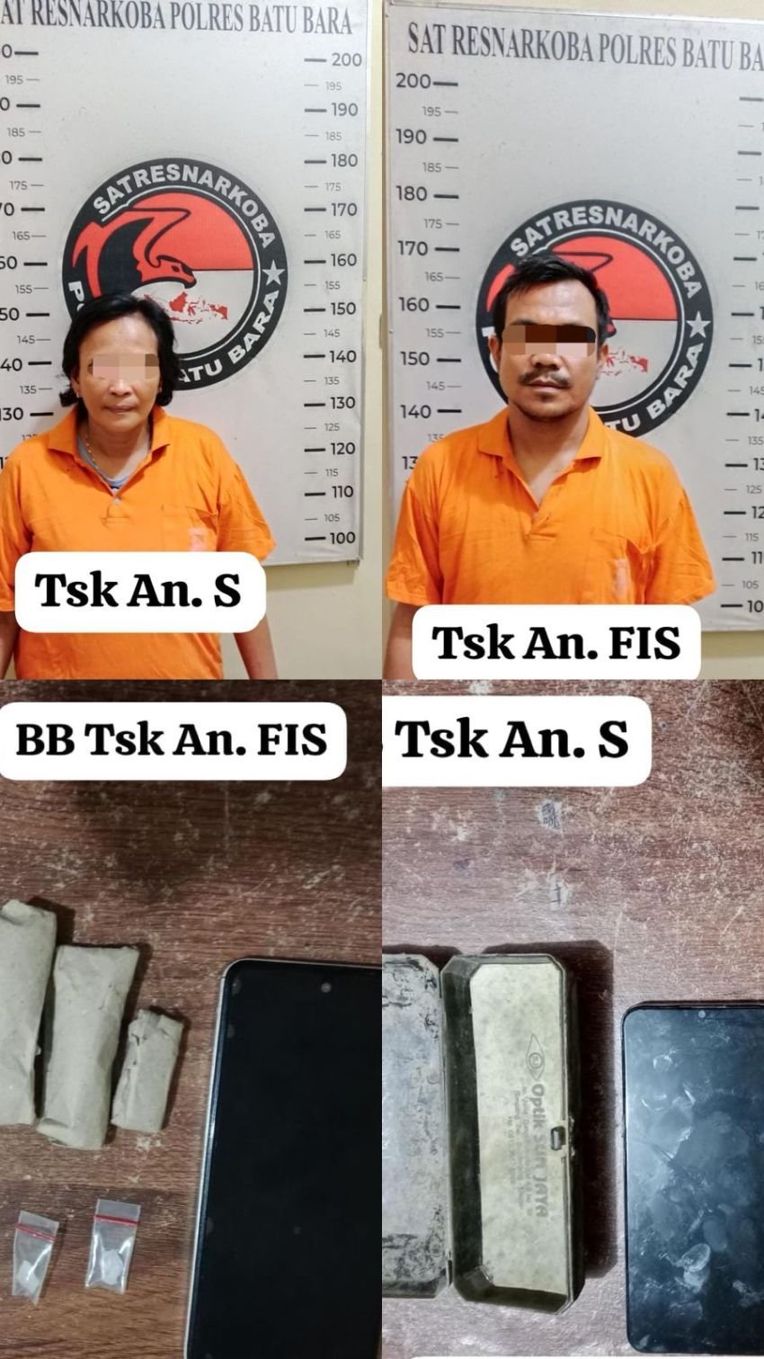 Satresnarkoba Polres Batu Bara Amankan 2 Tersangka Warga Air Putih Pengedar Ganja dan Shabu