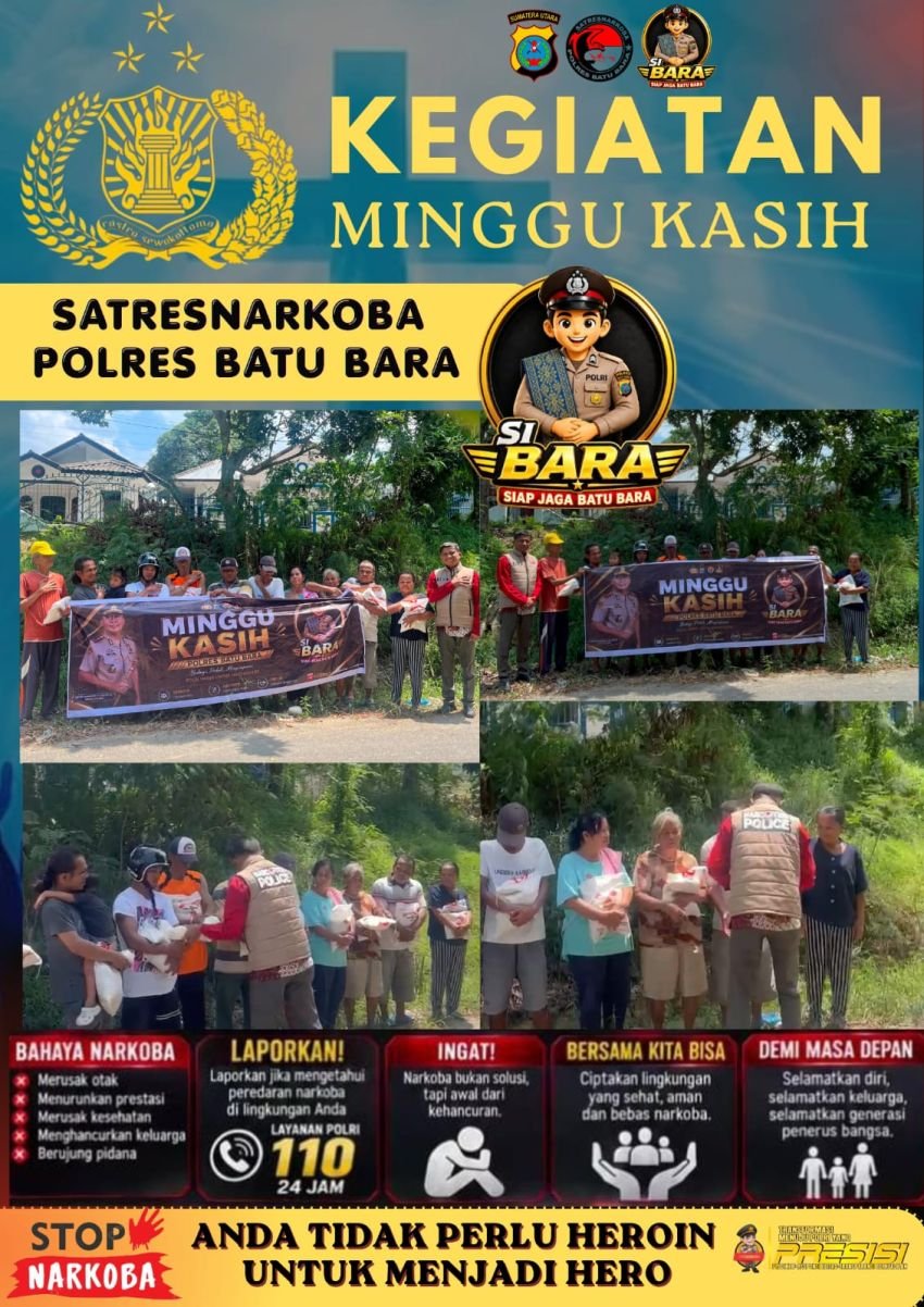 Polres Batu Bara Gelar Program Minggu Kasih, Salurkan Bantuan Sembako kepada Masyarakat
