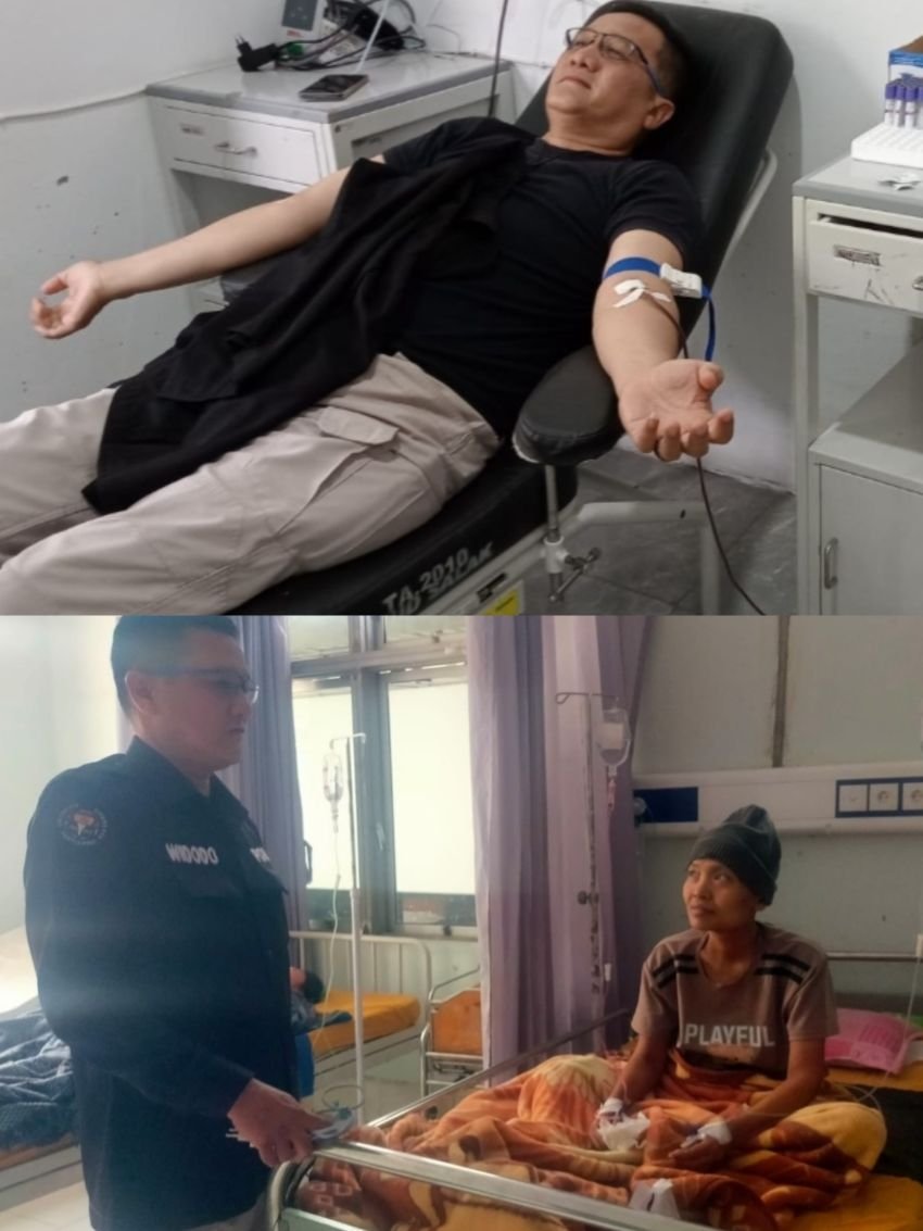 Personel Sie Humas Polres Pakpak Bharat Donorkan Darahnya Bantu Ibu Penderita Kanker