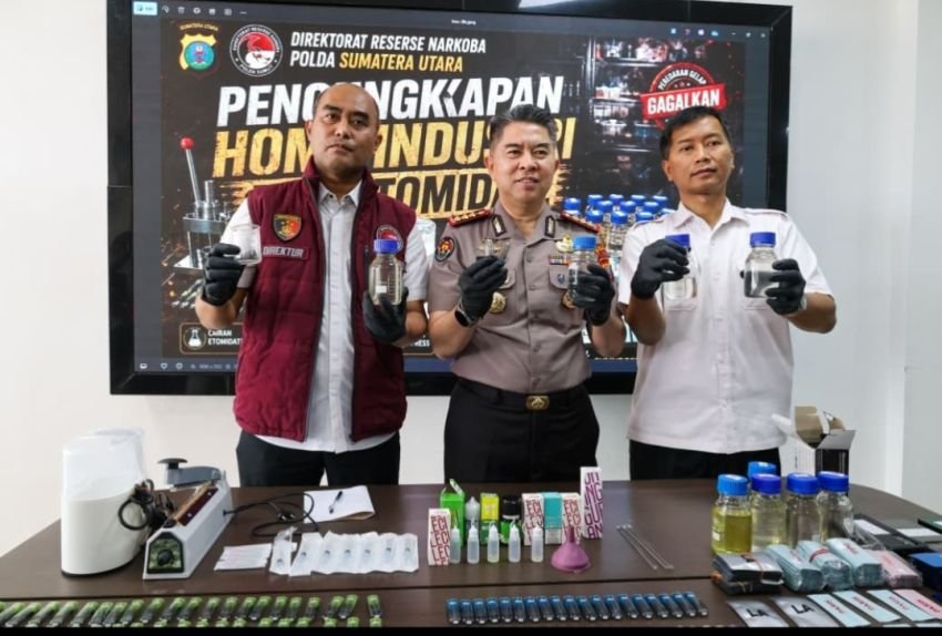 Polda Sumut Temukan "Home Industri" Pod Getar, Bahan Baku Rp.2,5 Milyar  Dari Kamboja Disita