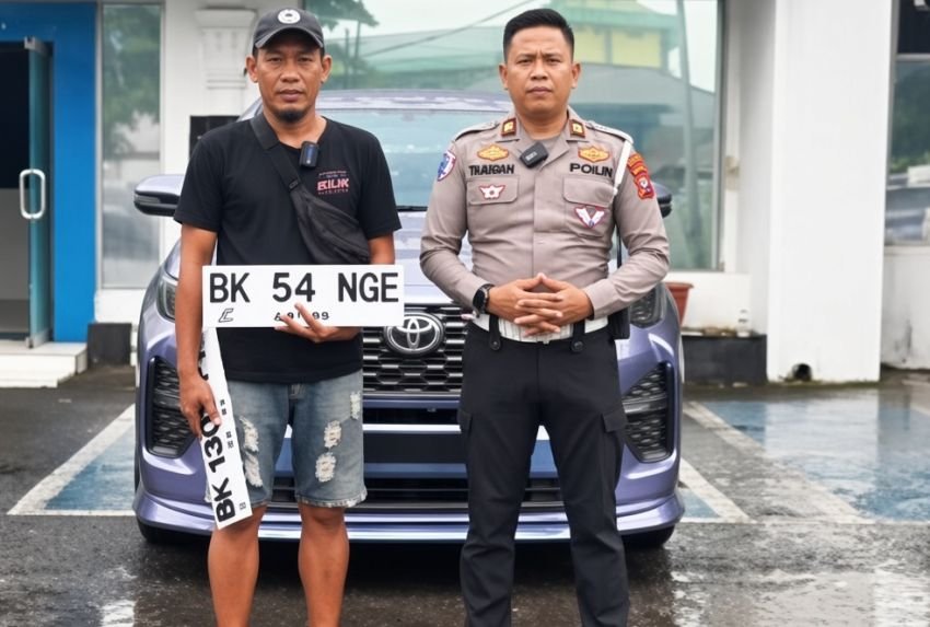 Ditindak ! Satlantas Polrestabes Medan Tilang Pengendara Mobil Pake No Pol Palsu BK 54 NGE