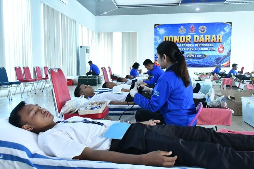 Setetes Darah Untuk Kemanusiaan, Kodaeral I Gelar Donor Darah Sambut HUT ke 81 TNI-AL