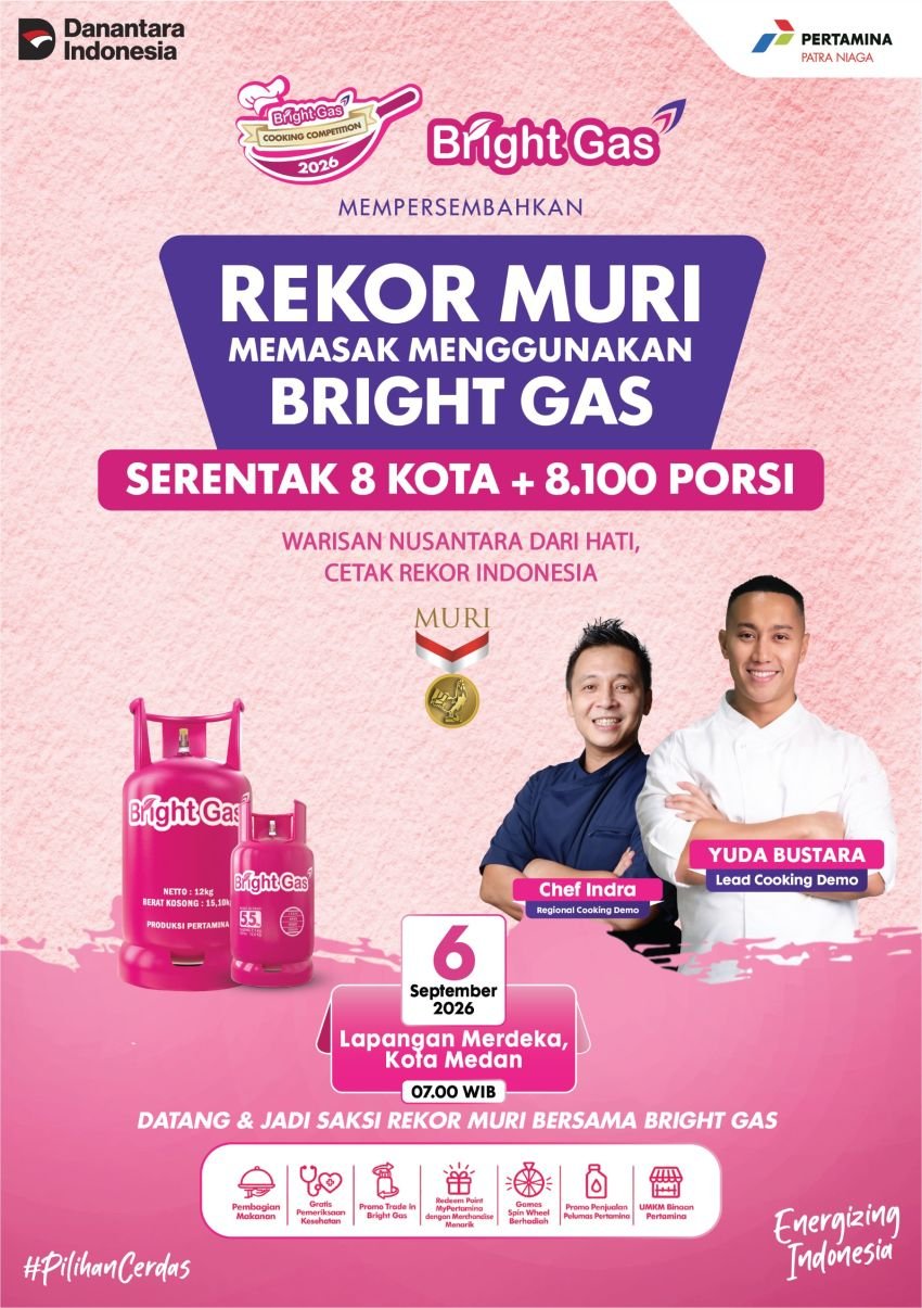 Pertamina Sumbagut Ajak Masyarakat Medan Ramaikan Rekor MURI Memasak dengan Bright Gas
