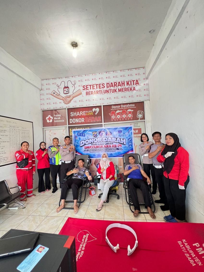 Menyambut HUT Lalu Lintas ke-71, Satlantas Polres Batu Bara Menggelar Kegiatan Donor Darah