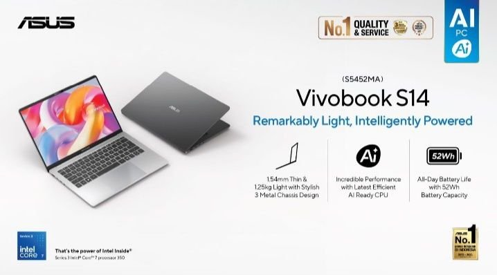 ASUS Vivobook S14 Terbaru Resmi Diperkenalkan dengan Dukungan Prosesor Intel&reg; Core&trade; Series 3 Terbaru