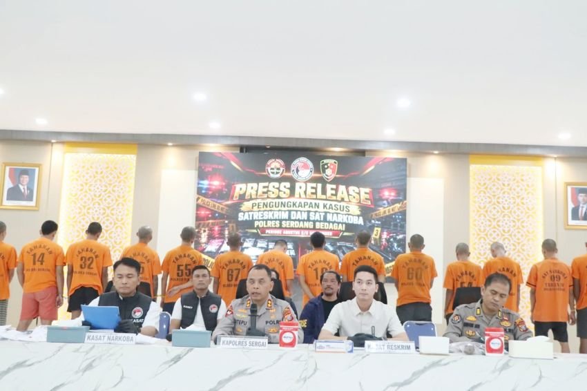Polres Sergai Amankan 27 Tersangka dari Pengungkapan 22 Kasus Narkoba dan 5 Kiriminal