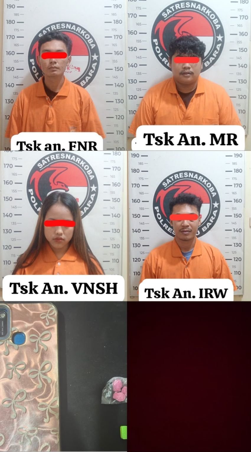 Satresnarkoba Polres Batu Bara Gagalkan Peredaran Pil Ekstasi,di Lokasi Hiburan Malam Empat tersangka Diamankan