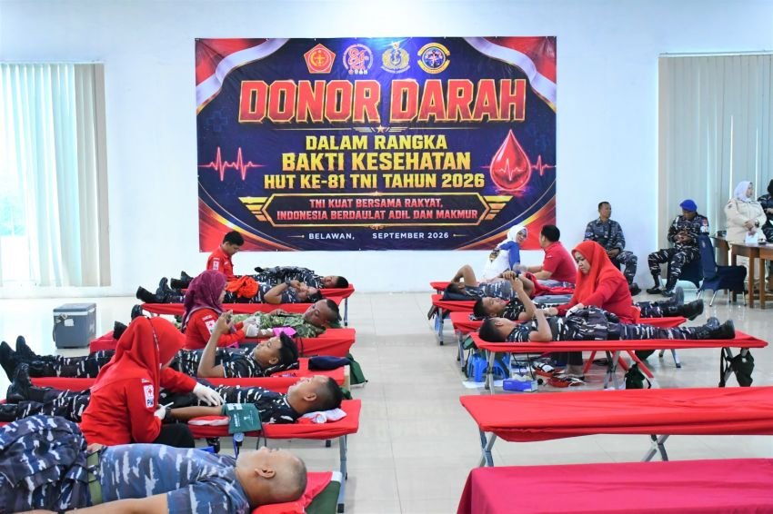 Semarak HUT Ke 81 TNI, Kodaeral I Adakan Donor Darah, Setetes Darah Sejuta Harapan  &lrm;