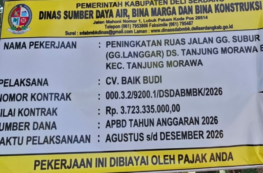 Pelaksana Proyek Rp3,7 Miliar di Deli Serdang Diduga "Pinjam Bendera", Kadis SDABMBK Bungkam