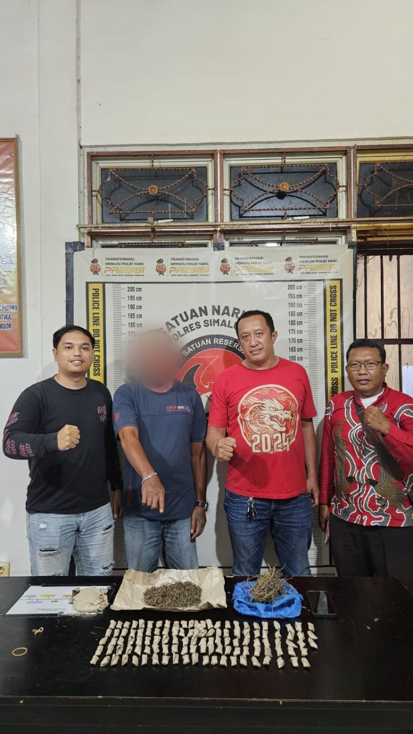 Polsek Gunung Malela Bekuk Pengedar Ganja di Perladangan Sidoerejo, Puluhan Paket Ganja Disita