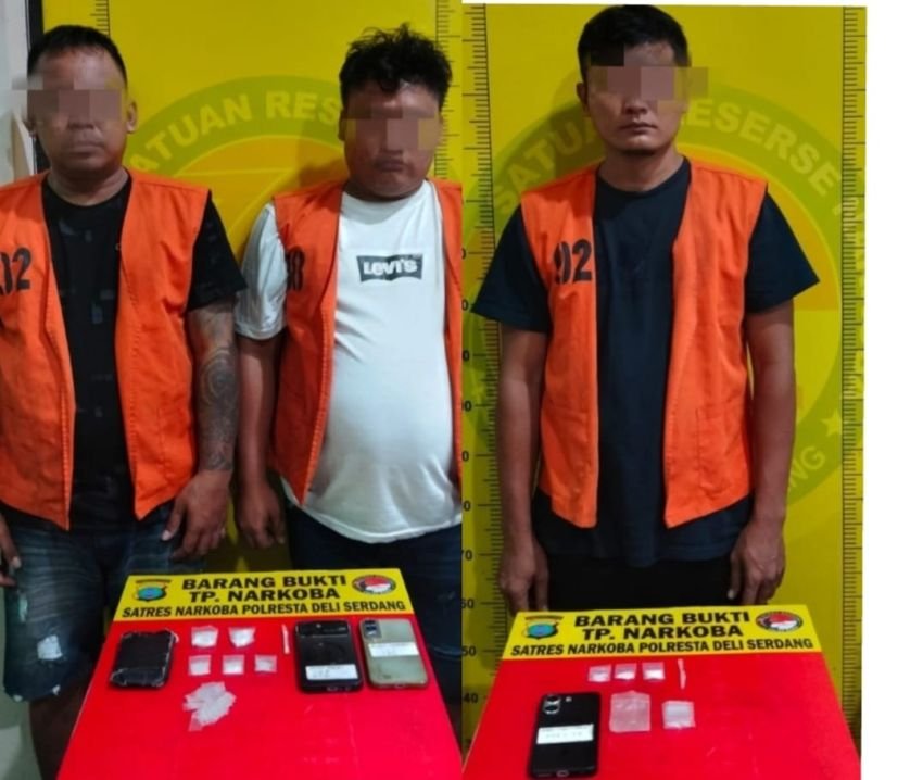 Polresta Deli Serdang Gerebek Dua Lokasi Sarang Narkoba di Tamora, Tiga Pengedar dan Sabu 16 Gram Diamankan