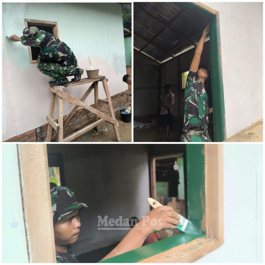 Bukan Hanya Jitu Membidik Sasaran, Prajurit TMMD Juga Telaten Menarik Kuas, RTLH Suroto Tampil Rapi!