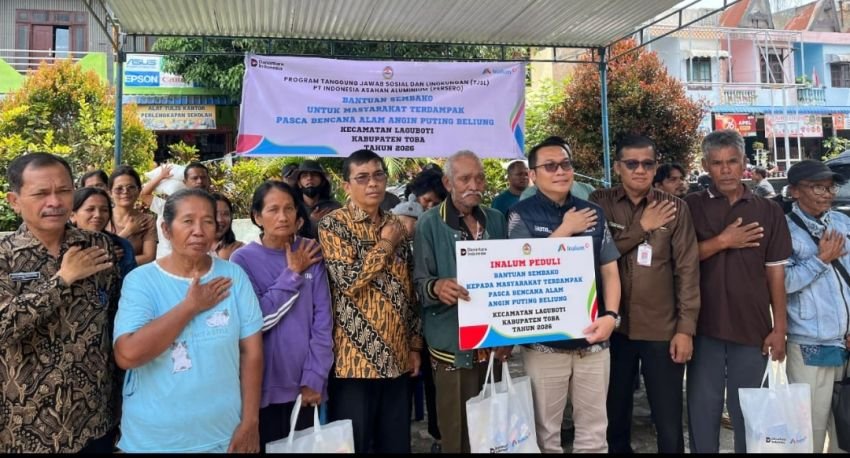 INALUM Serahkan Bantuan Bagi Masyarakat Terdampak Bencana Angin Puting Beliung Di Kabupaten Toba