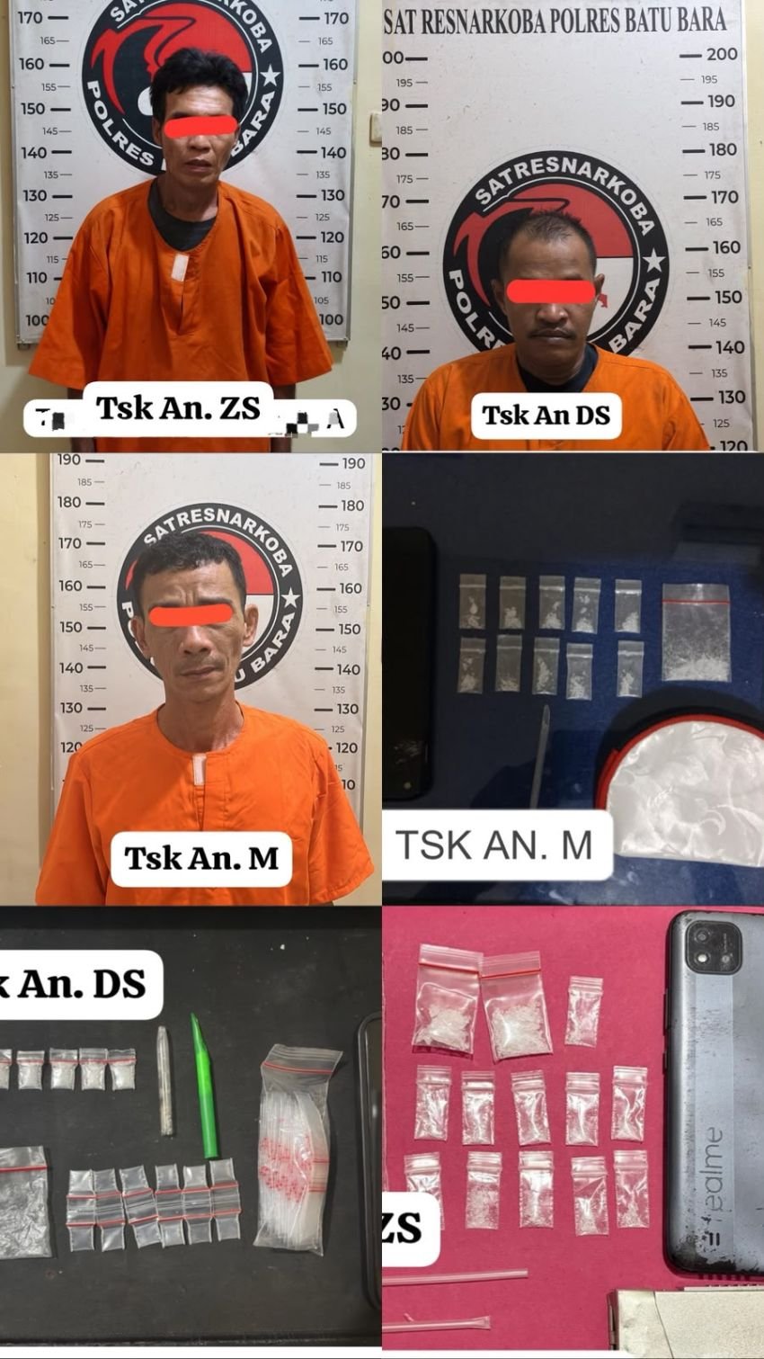 Dalam Dua Hari,  Satresnarkoba Polres Batu Bara Berhasil Tangkap Tiga Pria   Pengedar Sabu Seberat 10,37 Gram