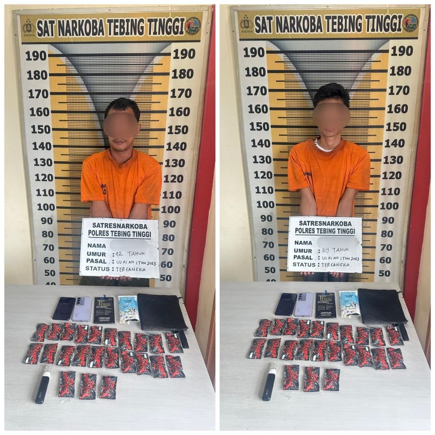 Sat Resnarkoba Polres Tebing Tinggi Amankan Dua Pria Beserta 23 Cartridge Vape