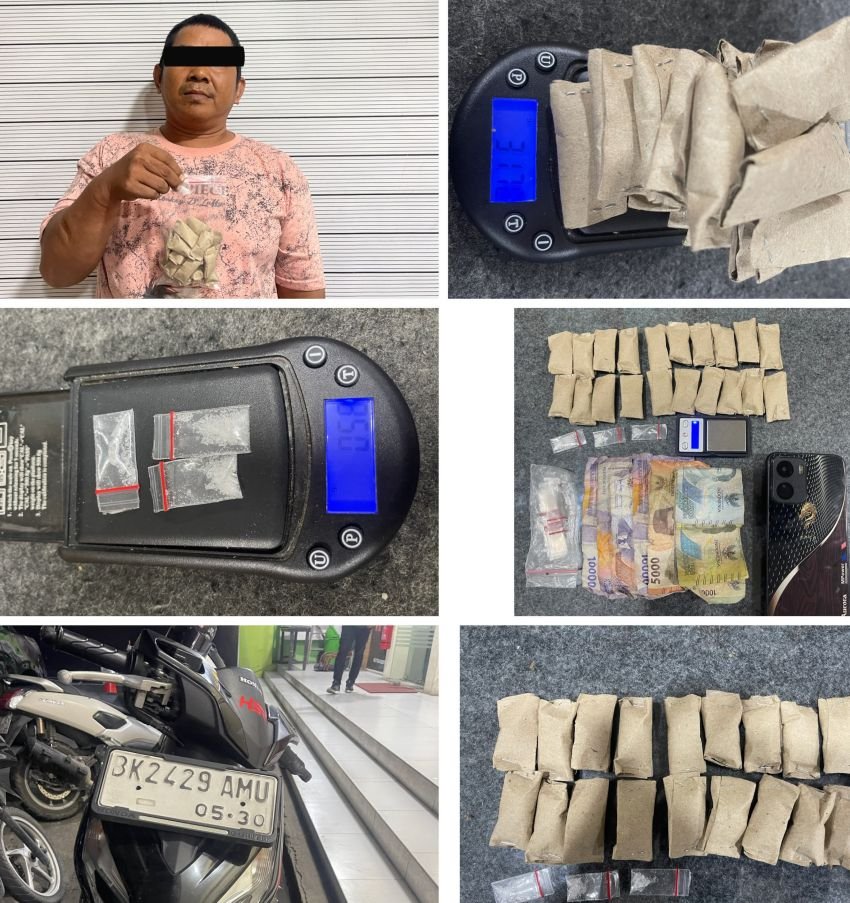 Nekat ! Pria Paruh Baya Jual Narkoba di Pinggir Rel : Polrestabes Medan Sita Paket Sabu dan Ganja